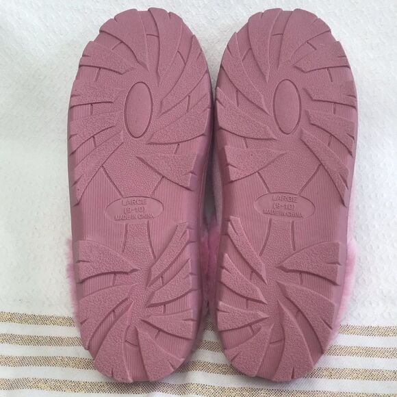 NEW Faux Fur Fuzzy Pink Slippers - Picture 7 of 10